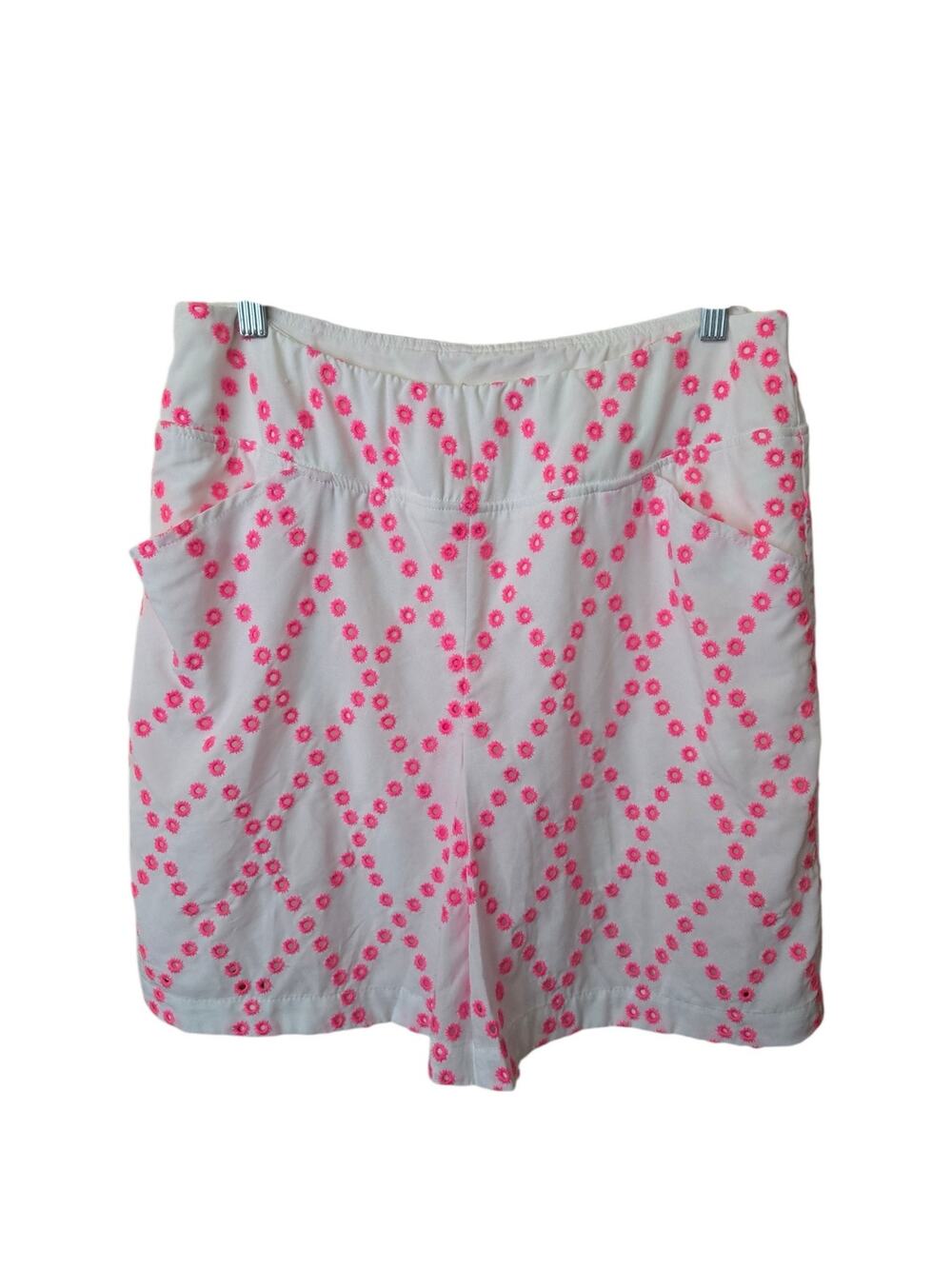Lilly Pulitzer Luxletic Monica Skort 10 Prosecco Pink Diamond Eyelet UPF 50+